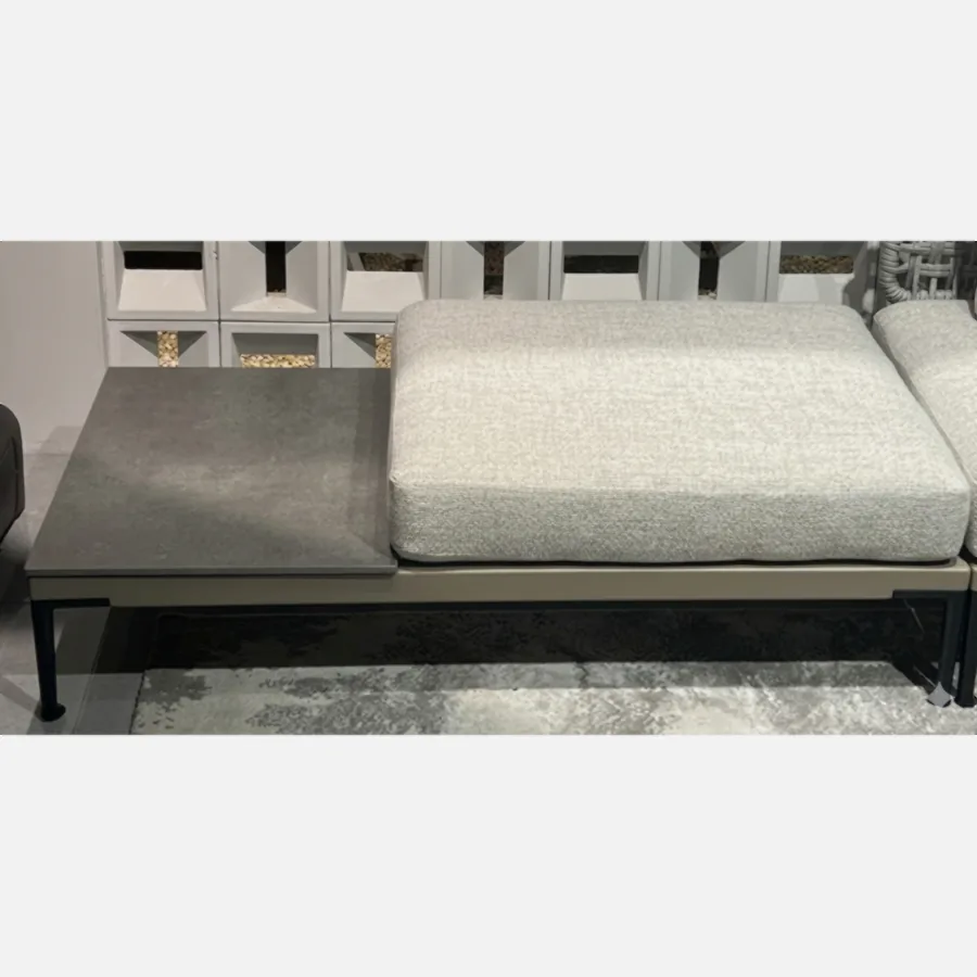 FURMEIZ Ottoman Coffee Table with Marco Polo Stone Slab