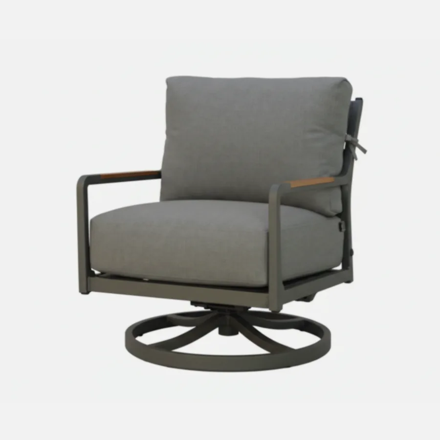 Furmeiz Swivel Rocker Sofa – Cast Aluminum, Teak Accents & Sunbrella Cushions