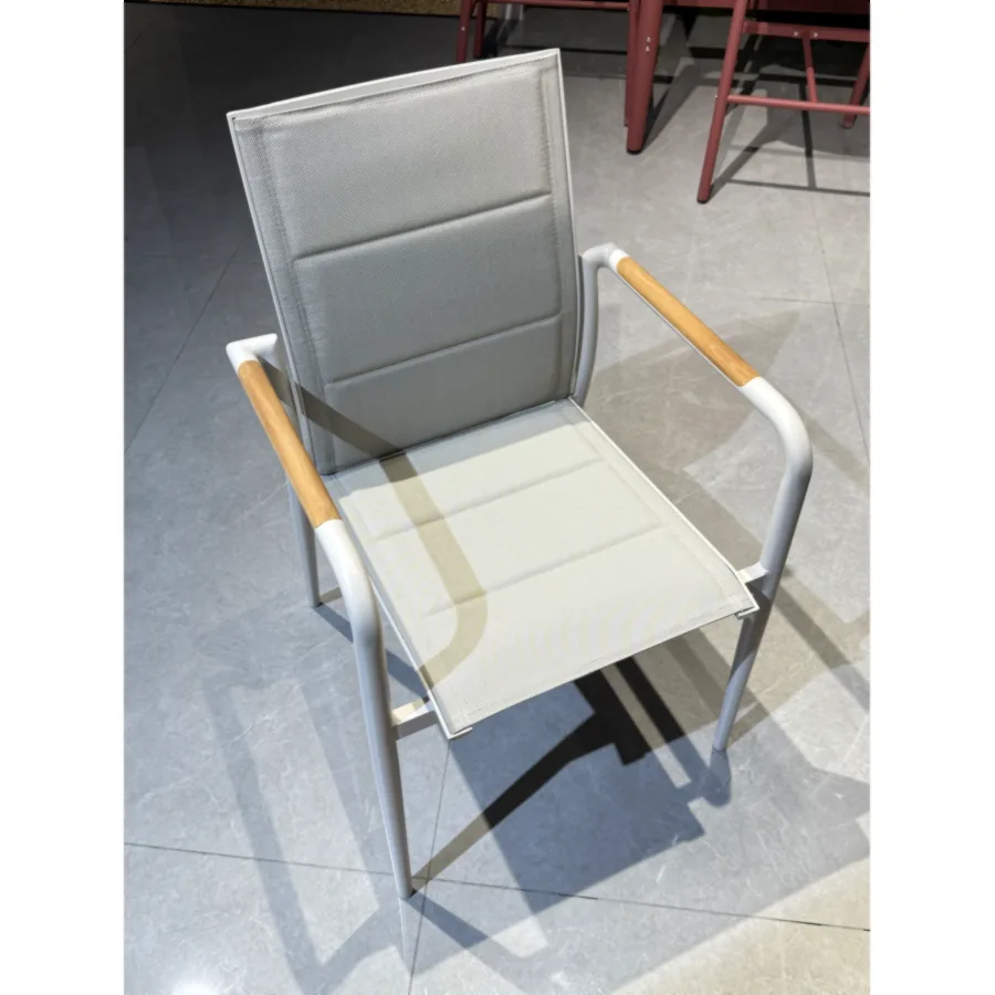 Peacock Outdoor Chair – Teak Round Armrests & Aluminum Frame