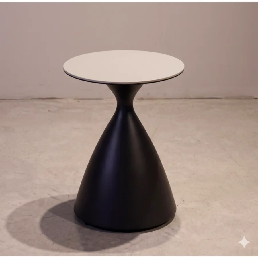 Furmeiz Round Side Table – Aluminum Spun Base with HPL Top