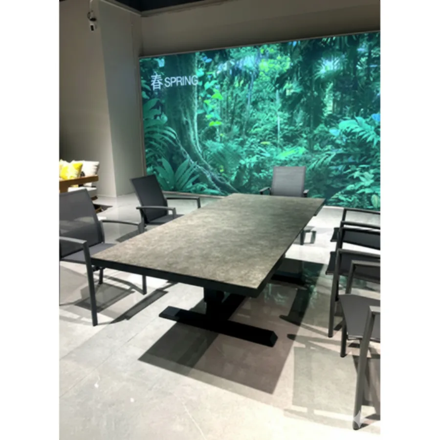 Furmeiz Adjustable & Extendable Outdoor Table – Tempered Glass Top with Aluminum Frame