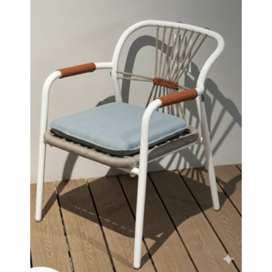 Furmeiz Single Chair with Orange Woven Strap Armrests