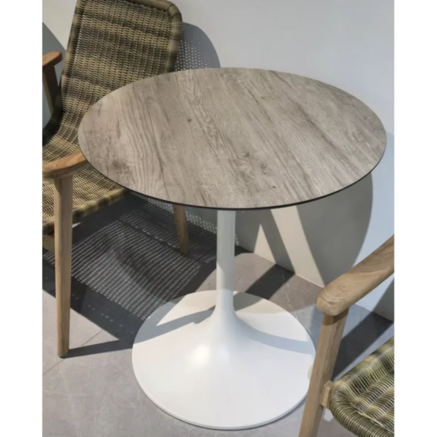 FURMEIZ HPL Bar Table with White Aluminum Base