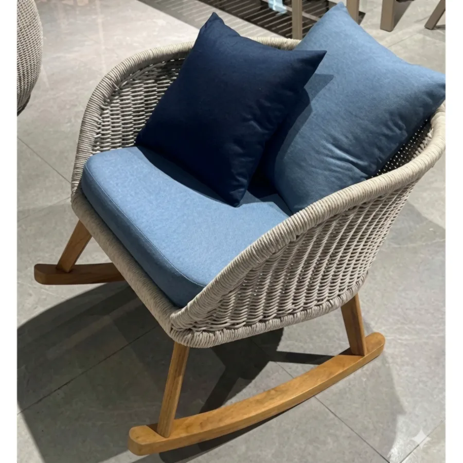FURMEIZ South American Teak Lounge Chair with Rope