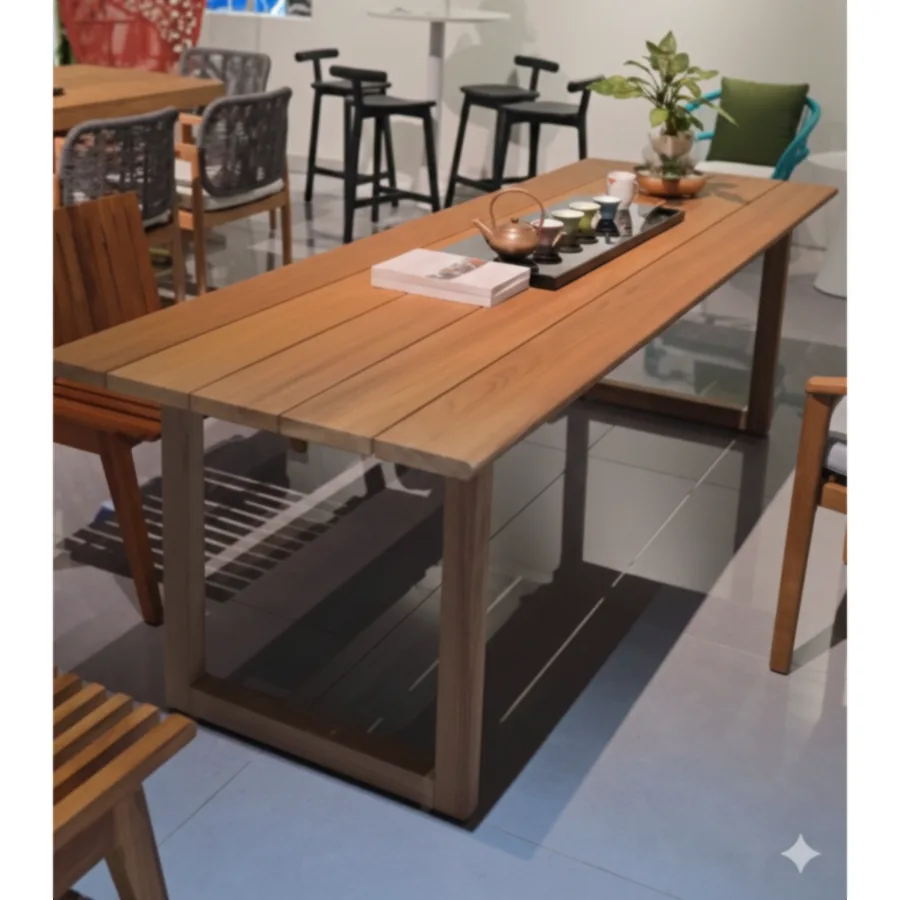 FURMEIZ Burmese Teak Long Outdoor Dining Table