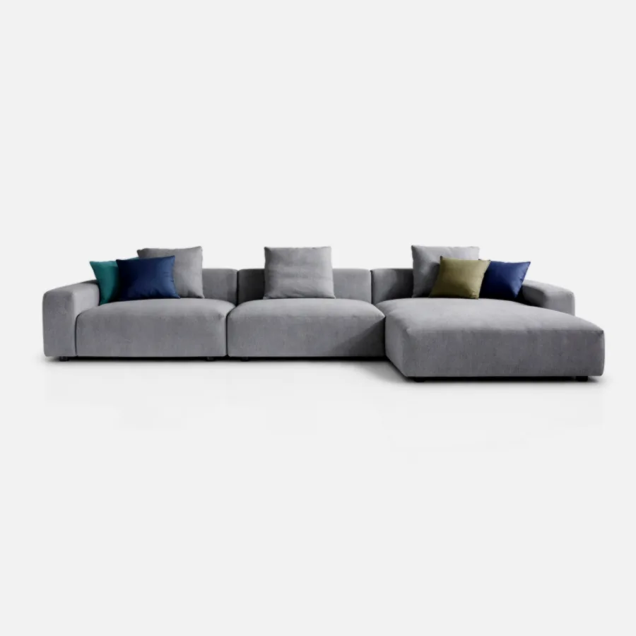 FURMEIZ Luxury Modular Fabric Sofa with Chaise (1-Seater + Armless + Chaise) – Modern Comfort Design (Phosphor Blue Grey Edition)