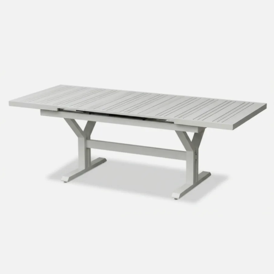 Furmeiz Extendable Aluminum Table – Sand White Finish