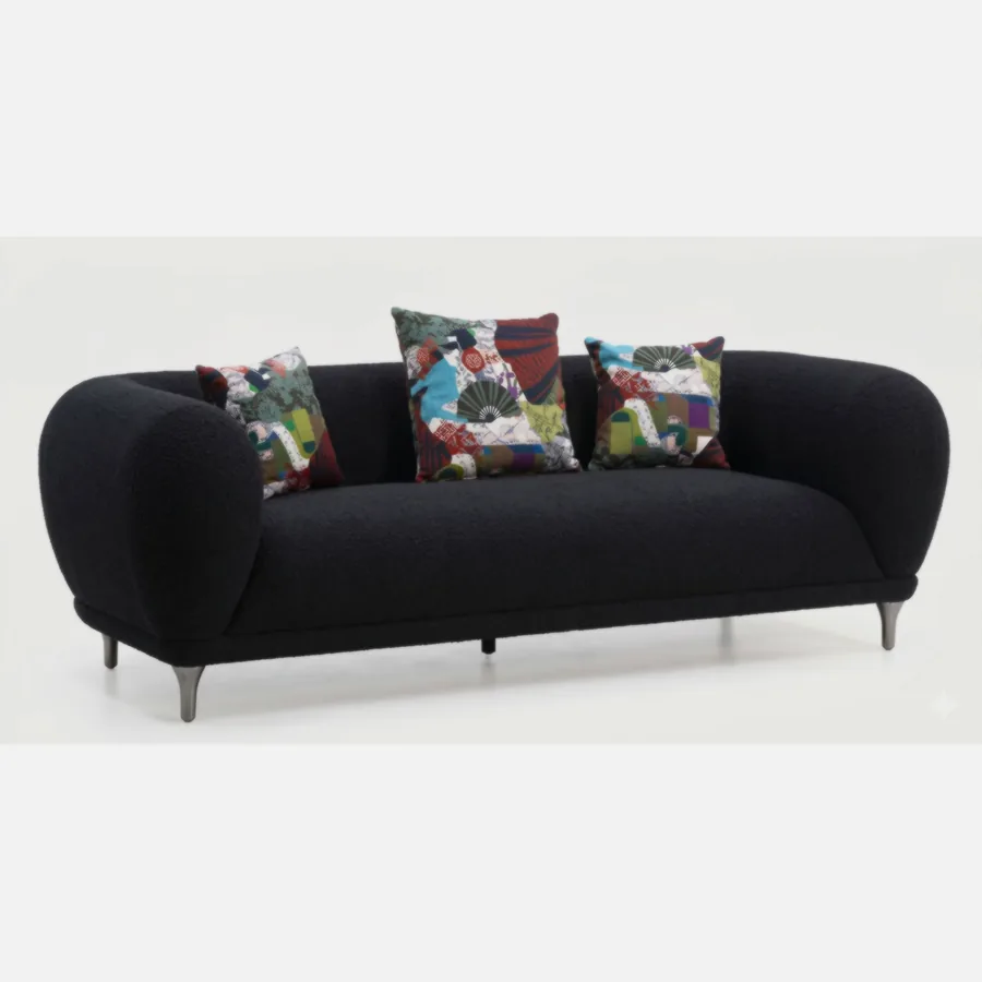 FURMEIZ Cocoon Roll-Arm Fabric Sofa