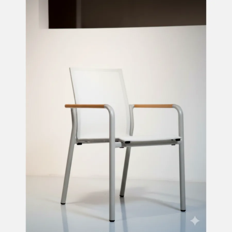Furmeiz Dining Chair – Silver Aluminum Frame with Charcoal Mesh