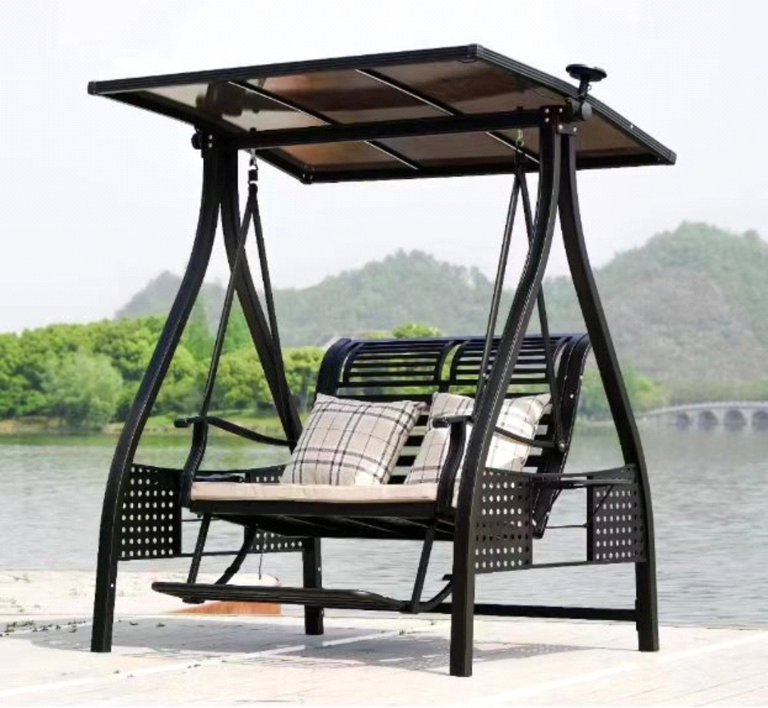 Furmeiz Outdoor Solar Swing Chair – Herringbone Design, 2-Seater with Footrest