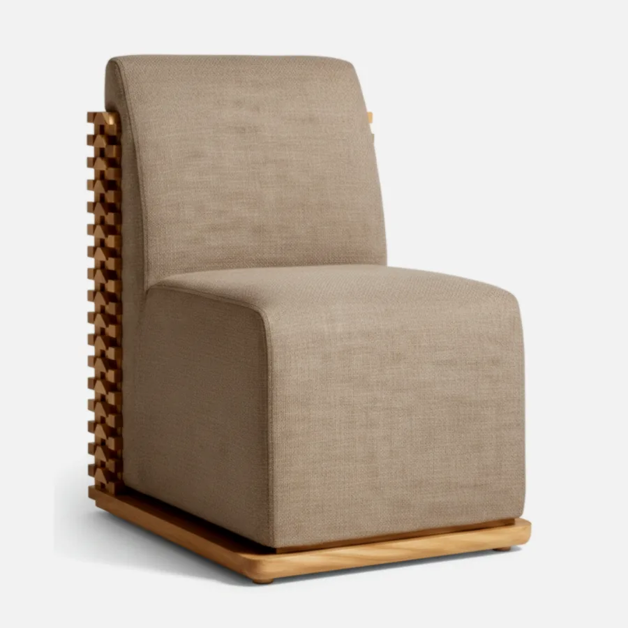Furmeiz Burmese Teak Outdoor Dining Chair – 51D High-Density Foam & Waterproof Fabric