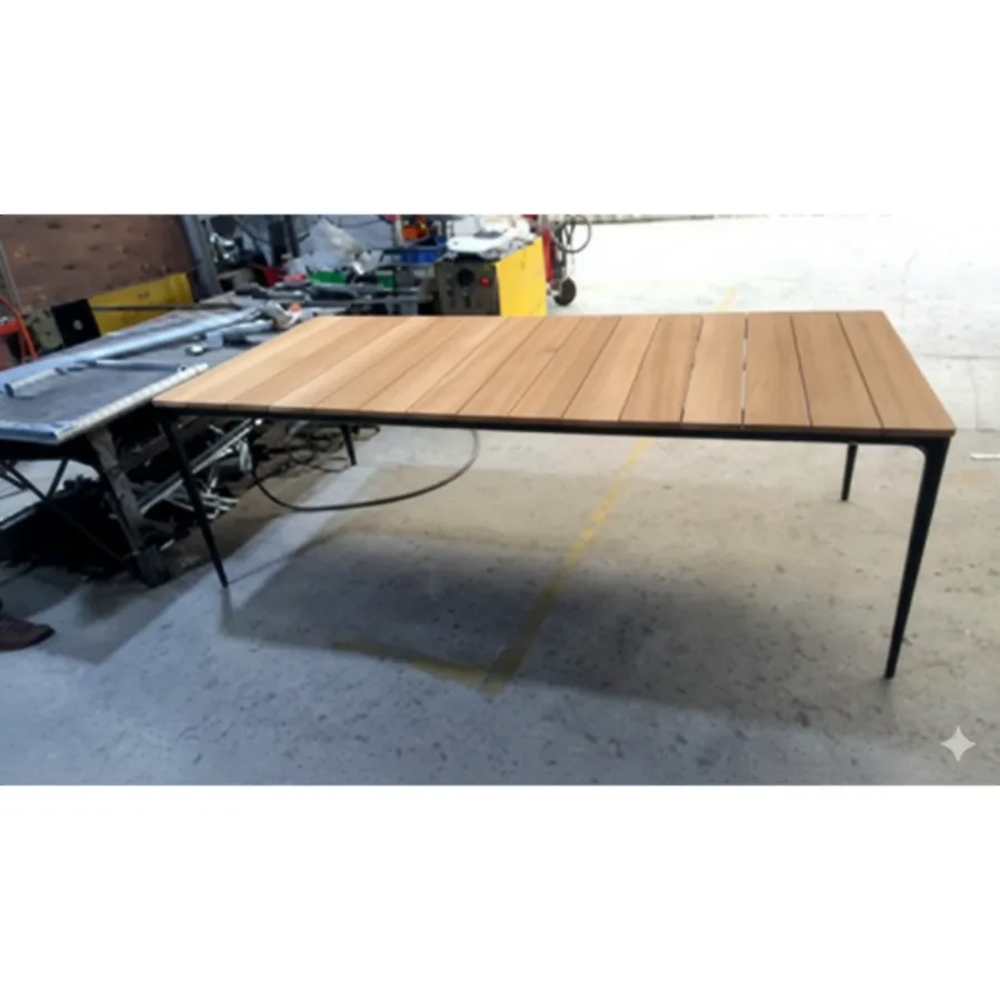 Furmeiz Custom Burmese Teak Outdoor Dining Table – Aluminum Frame