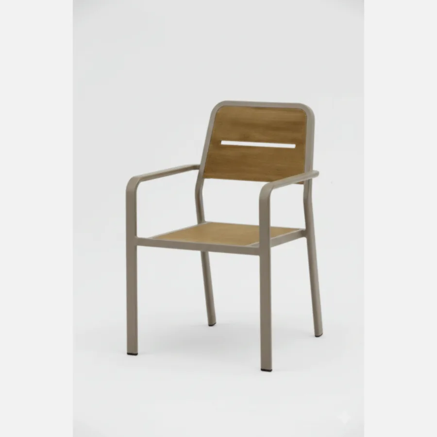 Furmeiz Outdoor Chair – Fully Welded Aluminum Frame with Wood-Look Panels