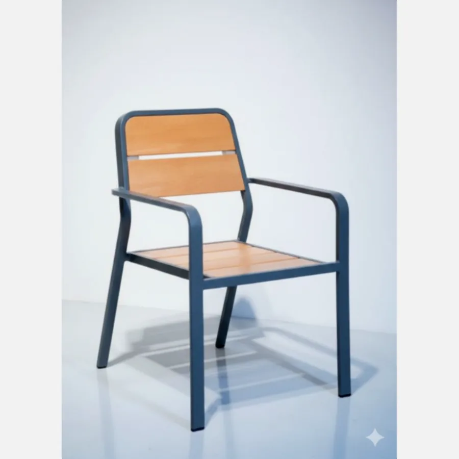 Furmeiz Outdoor Chair – Fully Welded Aluminum with Wood-Look Panels