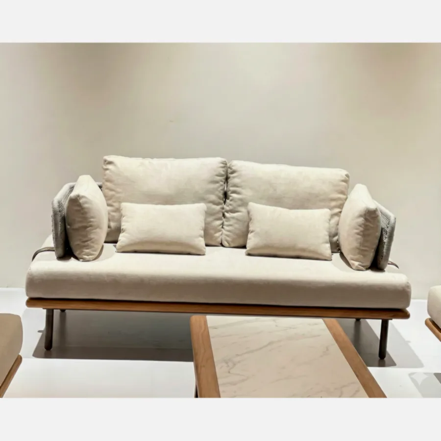 FURMEIZ Outdoor Loveseat – Aluminum Alloy & Teak