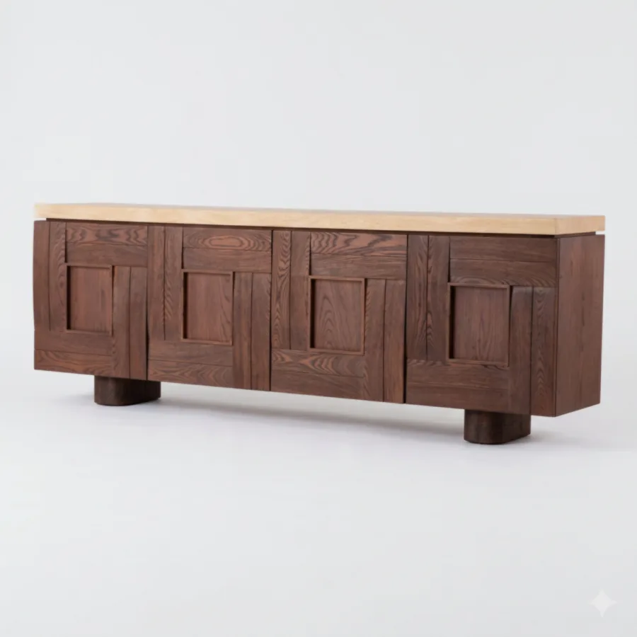 FURMEIZ Wooden Sideboard with Stone Top – Luxury Design
