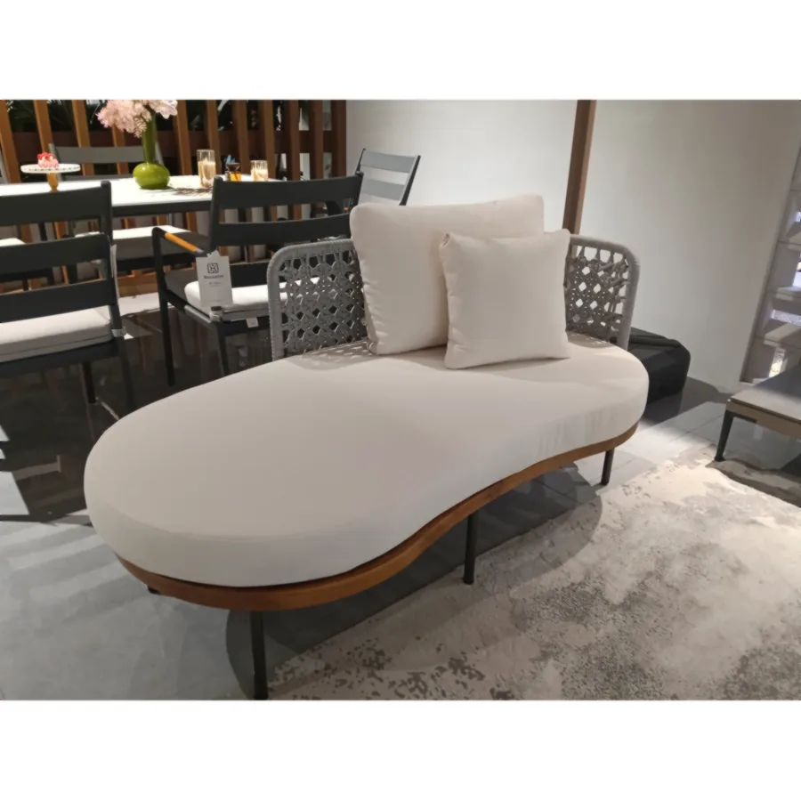 FURMEIZ Aluminum & Teak Chaise Lounge