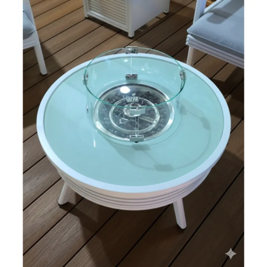 Furmeiz Round Coffee Table – Aluminum Frame