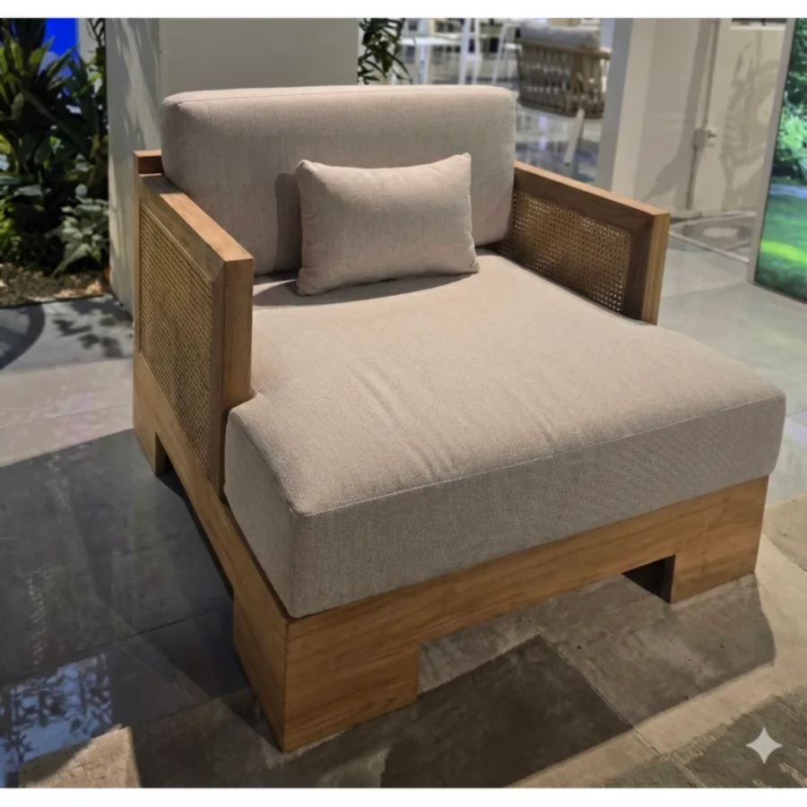 Furmeiz Burmese Teak Woven Single Sofa