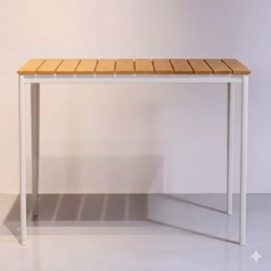 Furmeiz Outdoor Bar Table – South American Teak & Aluminum