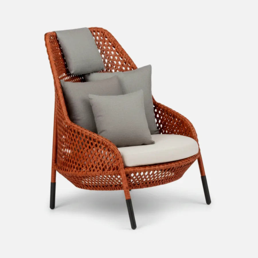 Furmeiz High-Back Outdoor Single Sofa – Woven Rattan with Powder-Coated Frame