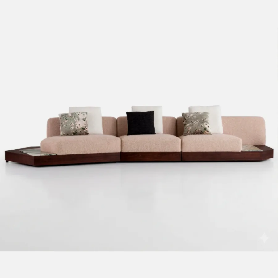 FURMEIZ Low Platform Fabric Sofa with Extended Side Chaise