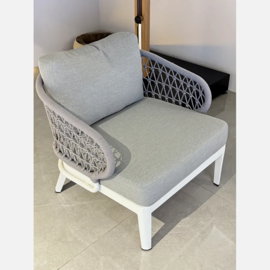 Furmeiz  Single Sofa – Rope Design (Carbon Grey Finish)