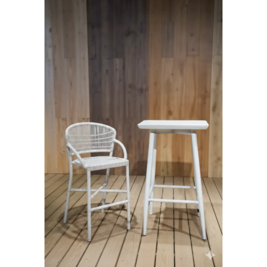 Snow Mountain Outdoor Bar Table – Aluminum Frame with Tempered Glass Top