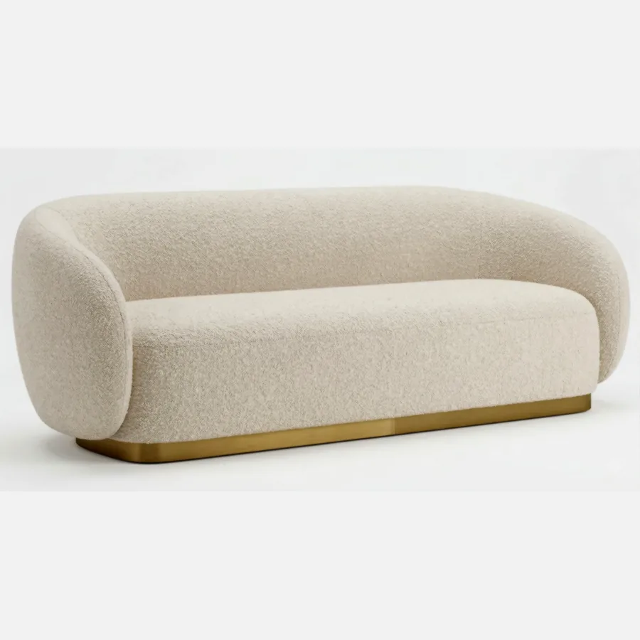 FURMEIZ Rounded Barrel-Arm Fabric Sofa
