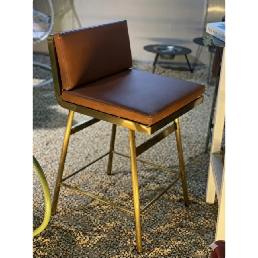 FURMEIZ Outdoor Bar Chair – Stainless Steel & Marine Leather