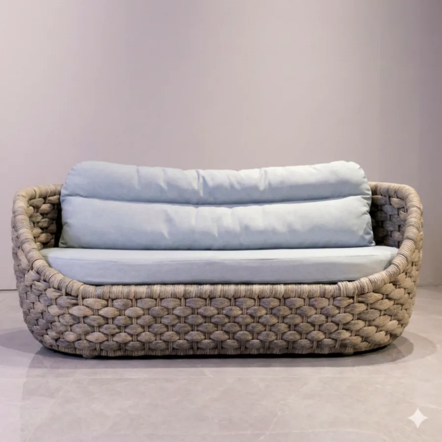 Bird Nest 3-Seater Outdoor Sofa – Aluminum Frame with Quick-Dry Cushions