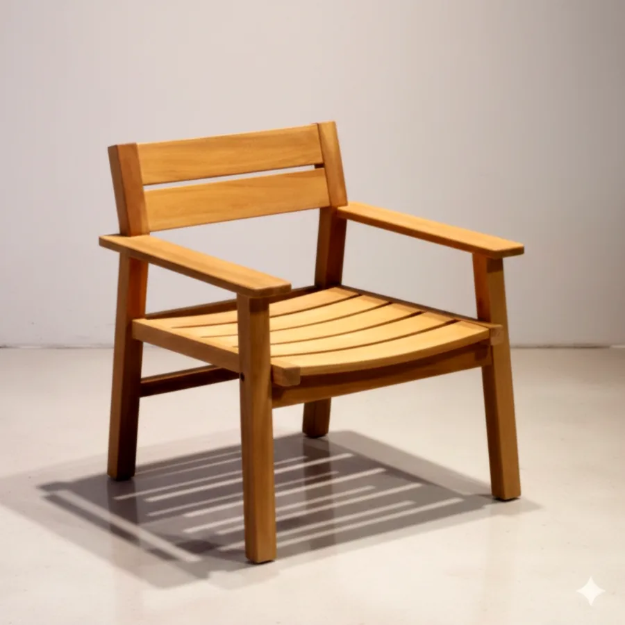 Furmeiz Burmese Teak Outdoor Single Sofa – Natural Unfinished Finish