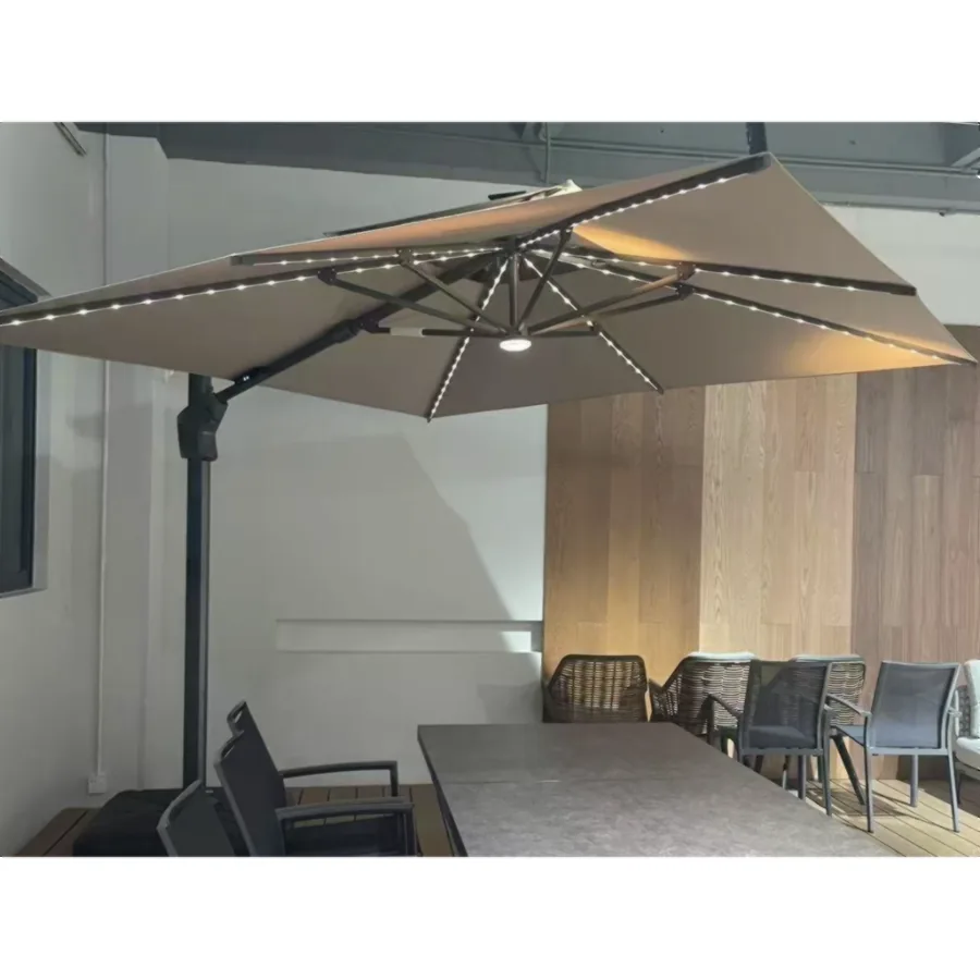 Sky City Solar Umbrella with Meteor LED Light Strips 3×3 m