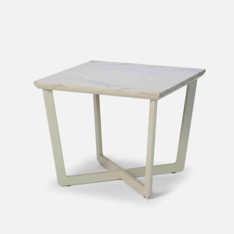 Furmeiz 24" Square Rock Slab Side Table – Fully Welded Aluminum Frame