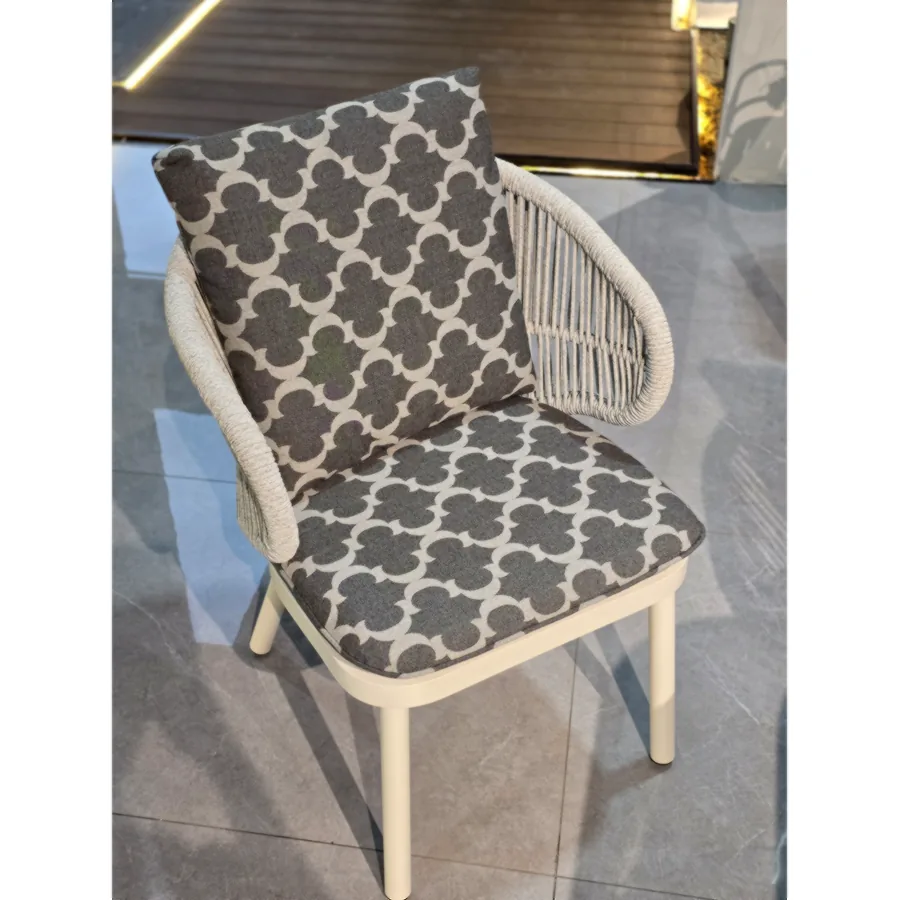 FURMEIZ Peach Outdoor Dining Chair – Woven Rope & Aluminum Frame
