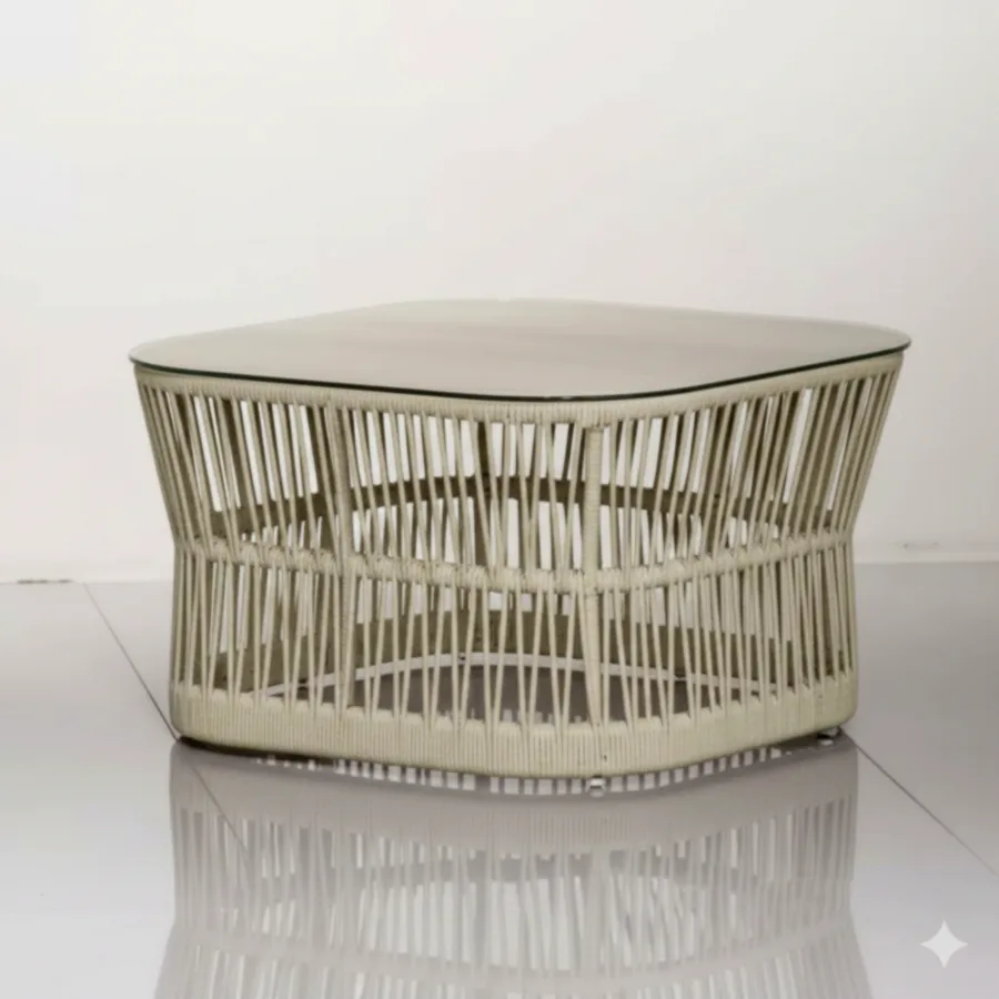 Furmeiz Small Outdoor Coffee Table – Aluminum Frame with Sintered Stone Top