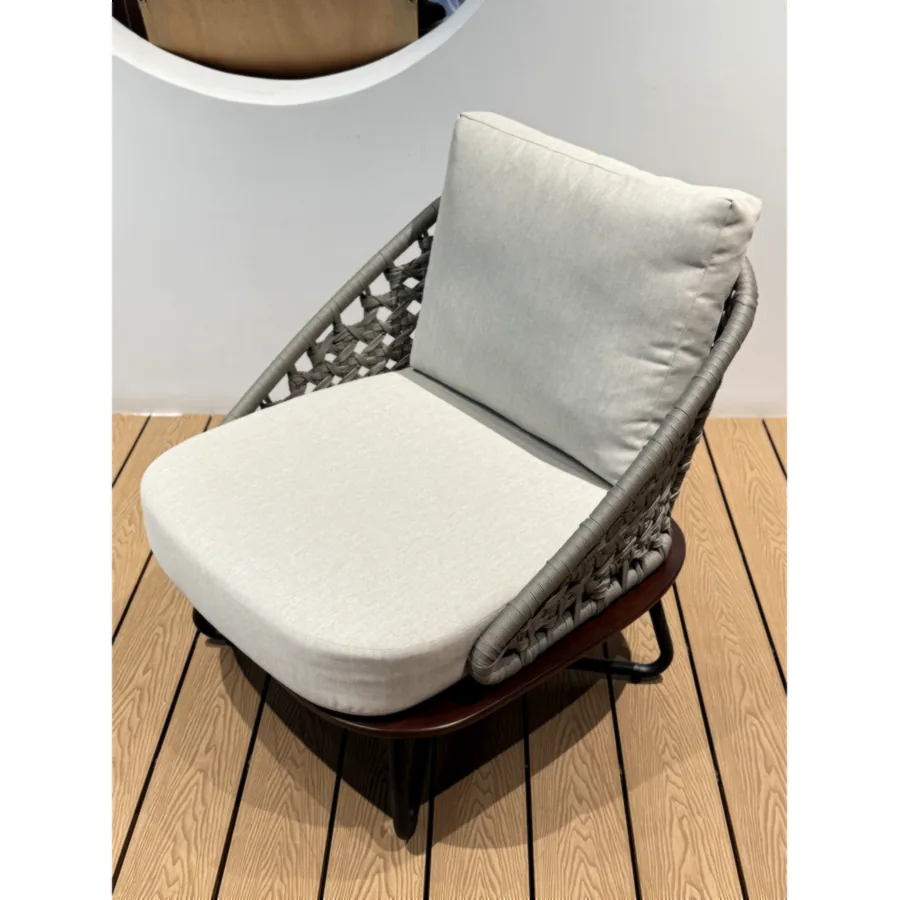 FURMEIZ Teak Outdoor Armchair – Aluminum Legs & Quick-Dry Foam