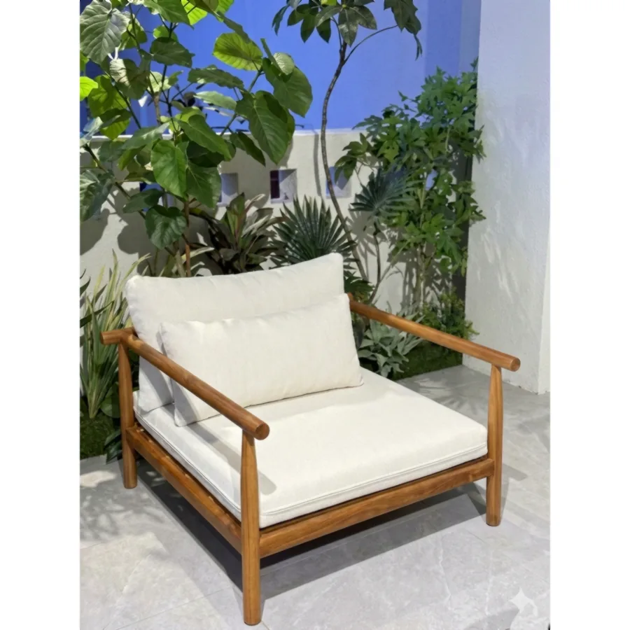 FURMEIZ Outdoor Armchair – Burmese Teak & Rope