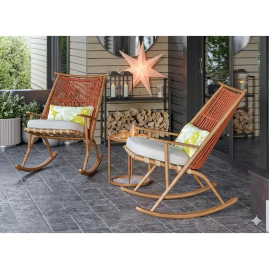 FURMEIZ Rocking Chair with Side Table