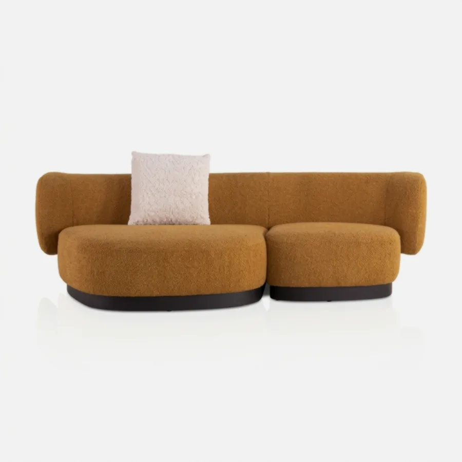 FURMEIZ Luxury Right Chaise Lounge Fabric Sofa – Modern Minimal Design (Golden Wheat Edition)