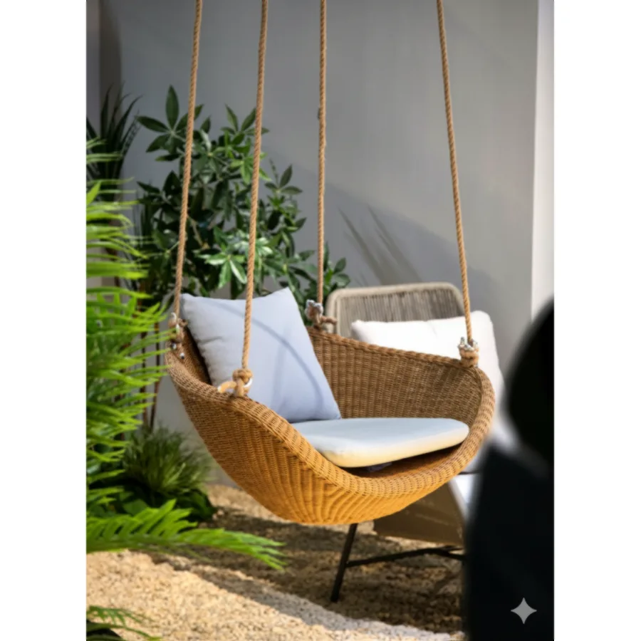 Furmeiz Hanging Chair – Aluminum Frame with Round PE Wicker