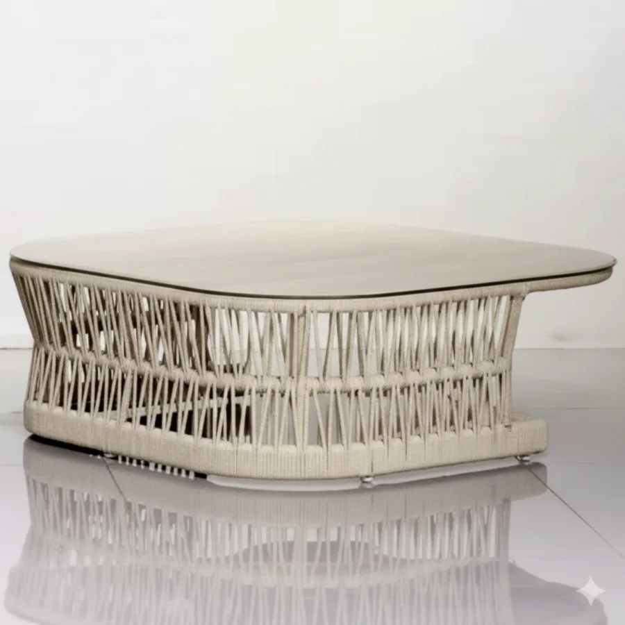 Furmeiz Large Outdoor Coffee Table – Aluminum Frame with Sintered Stone Top