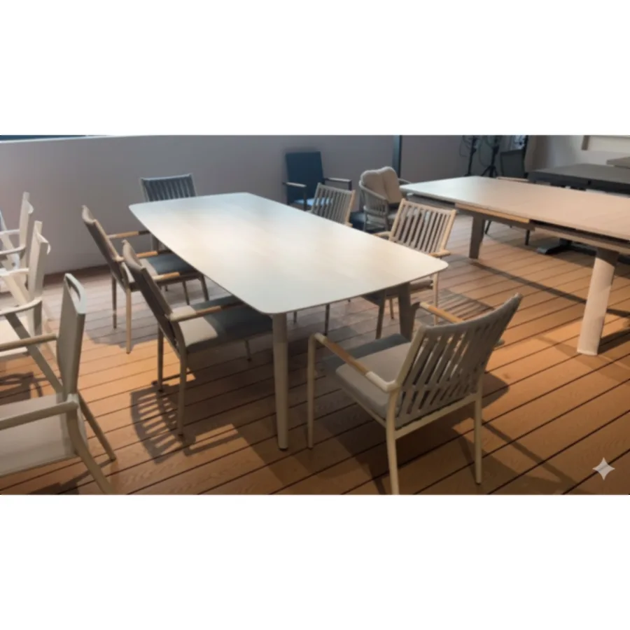 FURMEIZ Outdoor Dining Table – Stone Slab Top