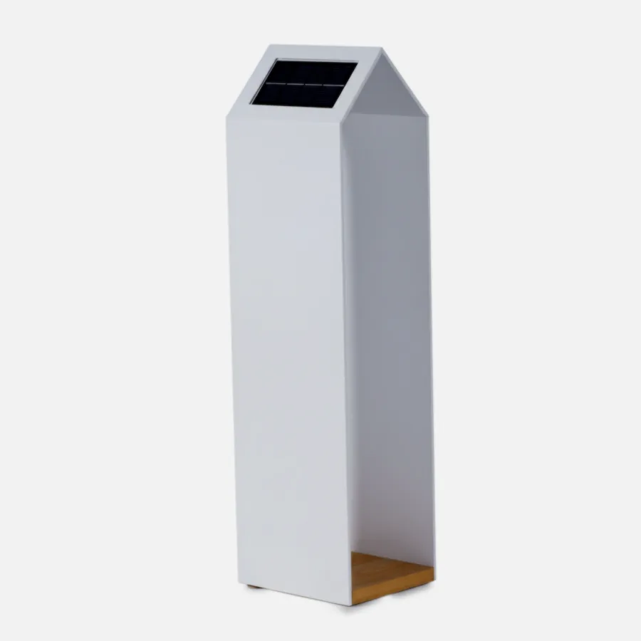 Large Solar Lamp with Teak Base – Weather-Resistant Aluminum Frame