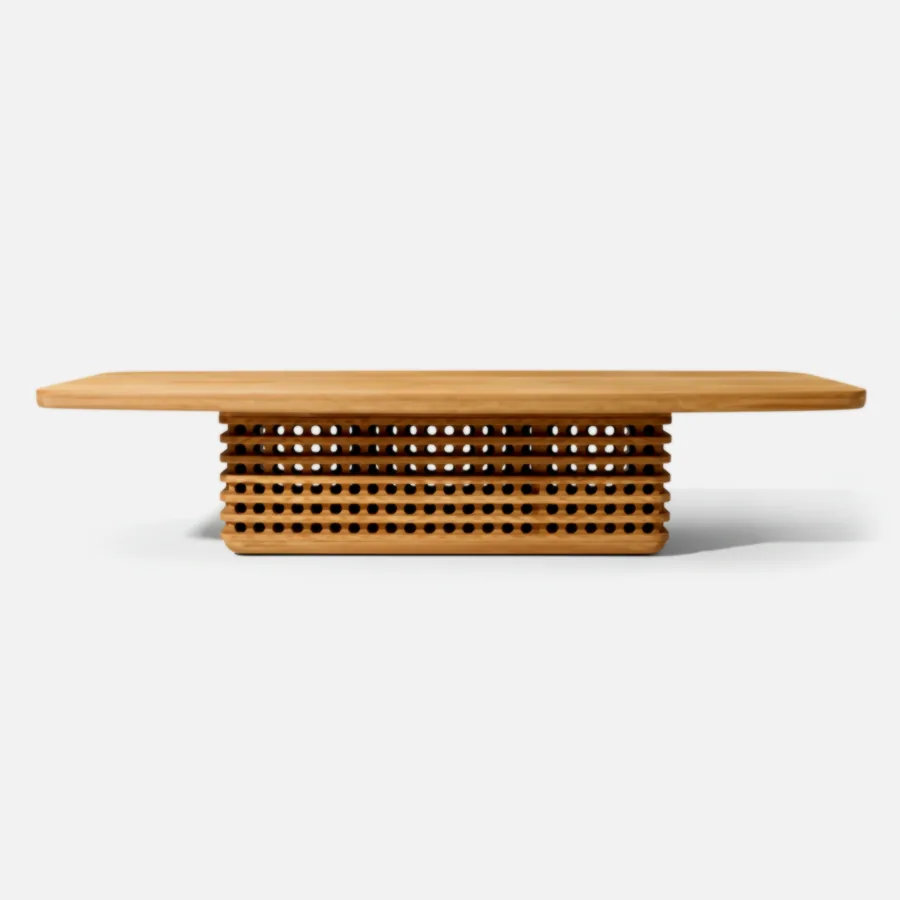 Furmeiz Teak Sofa Coffee Table / Ottoman Module – 48D High-Density Foam & Waterproof Fabric
