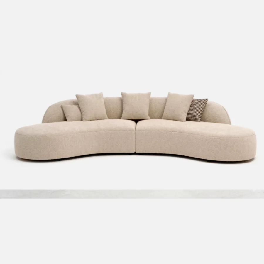 FURMEIZ Crescent Lounge Fabric Sofa