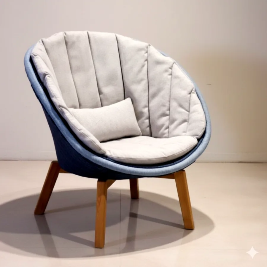 Shell Outdoor Chair – Teak Legs, Aluminum Back & Handwoven Finish