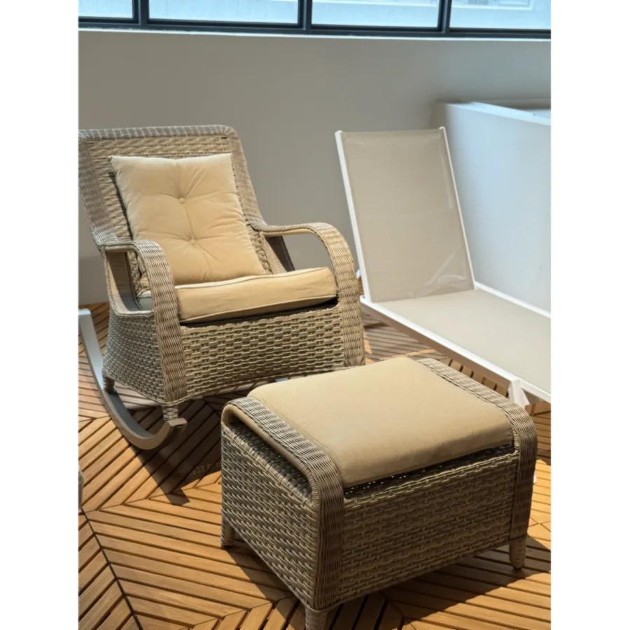 Furmeiz Outdoor Wicker Rocking Chair – Aluminum Frame & PE Rattan