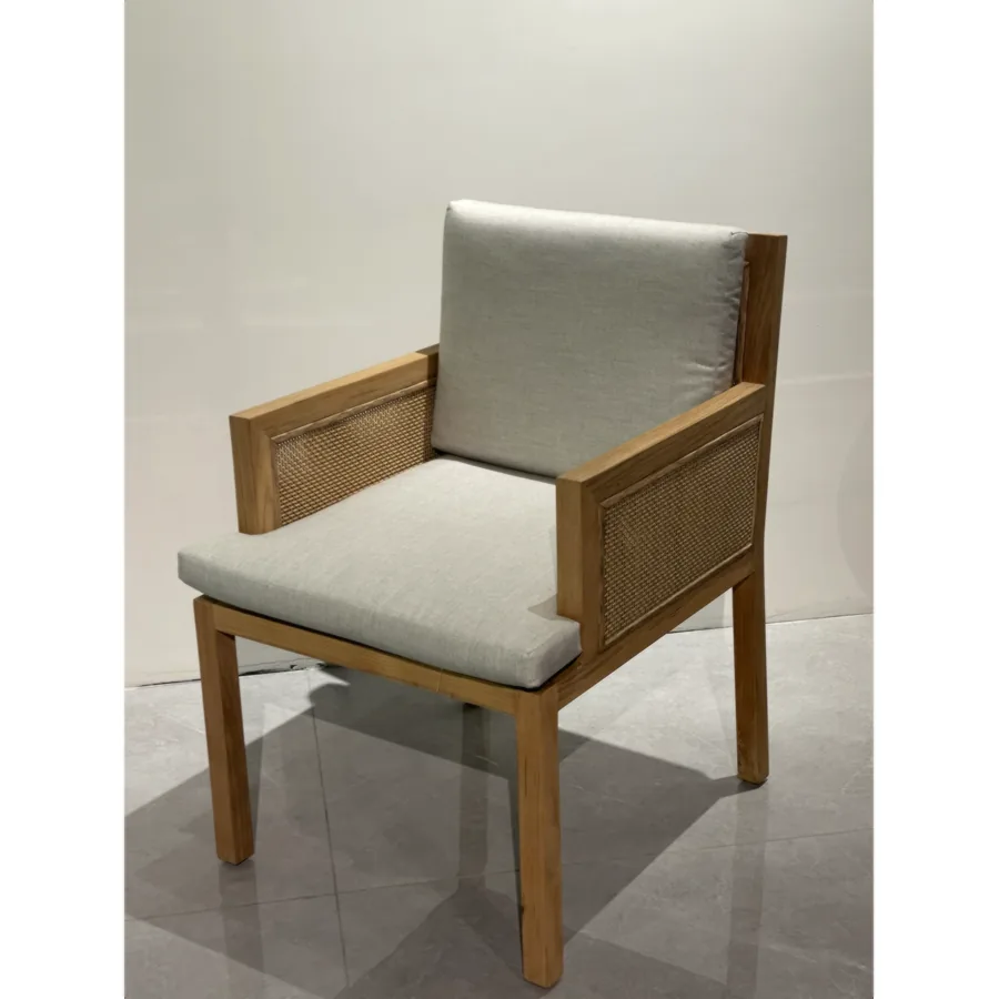 Furmeiz Burmese Teak Dining Chair – PE Mesh & Sunbrella Fabric