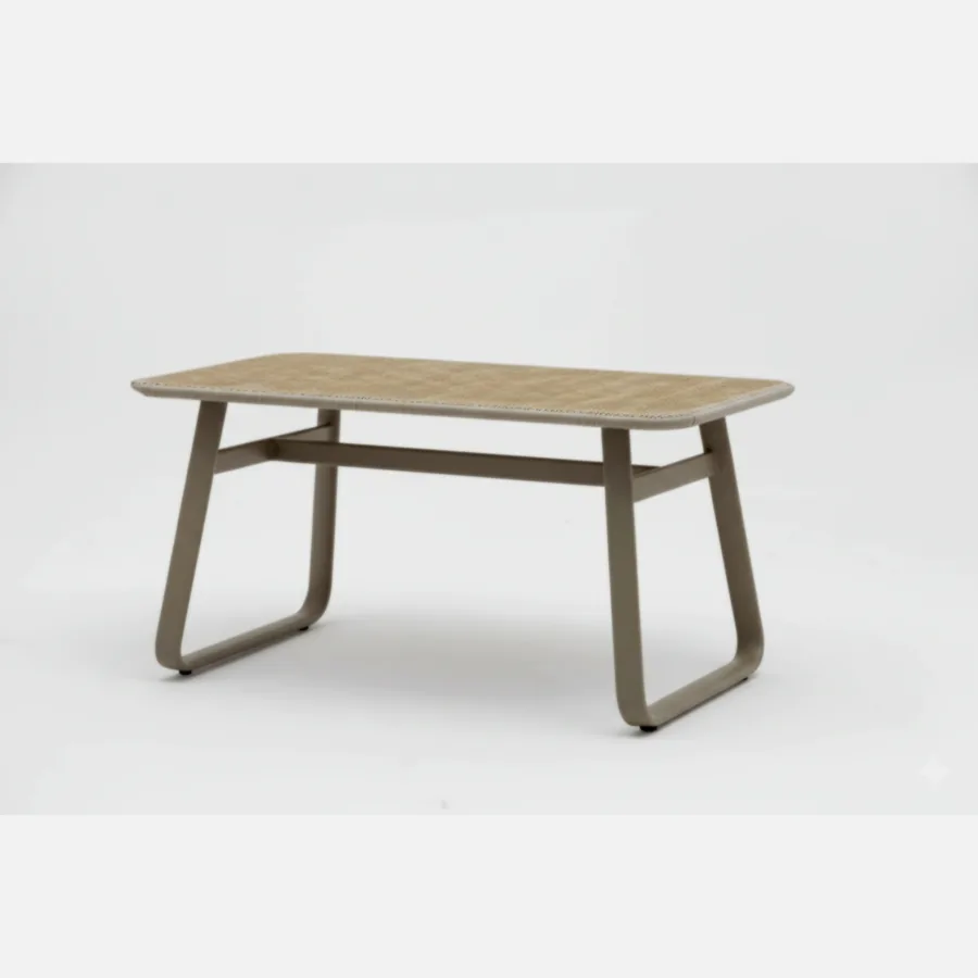 Furmeiz Outdoor Long Table – Fully Welded Aluminum Frame with Wood-Look Panels (Champagne Finish)